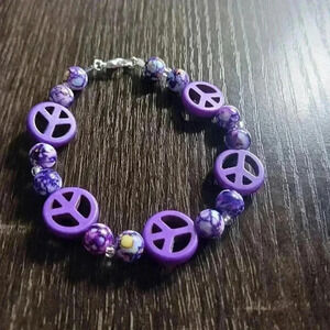 Purple peace sign bracelet